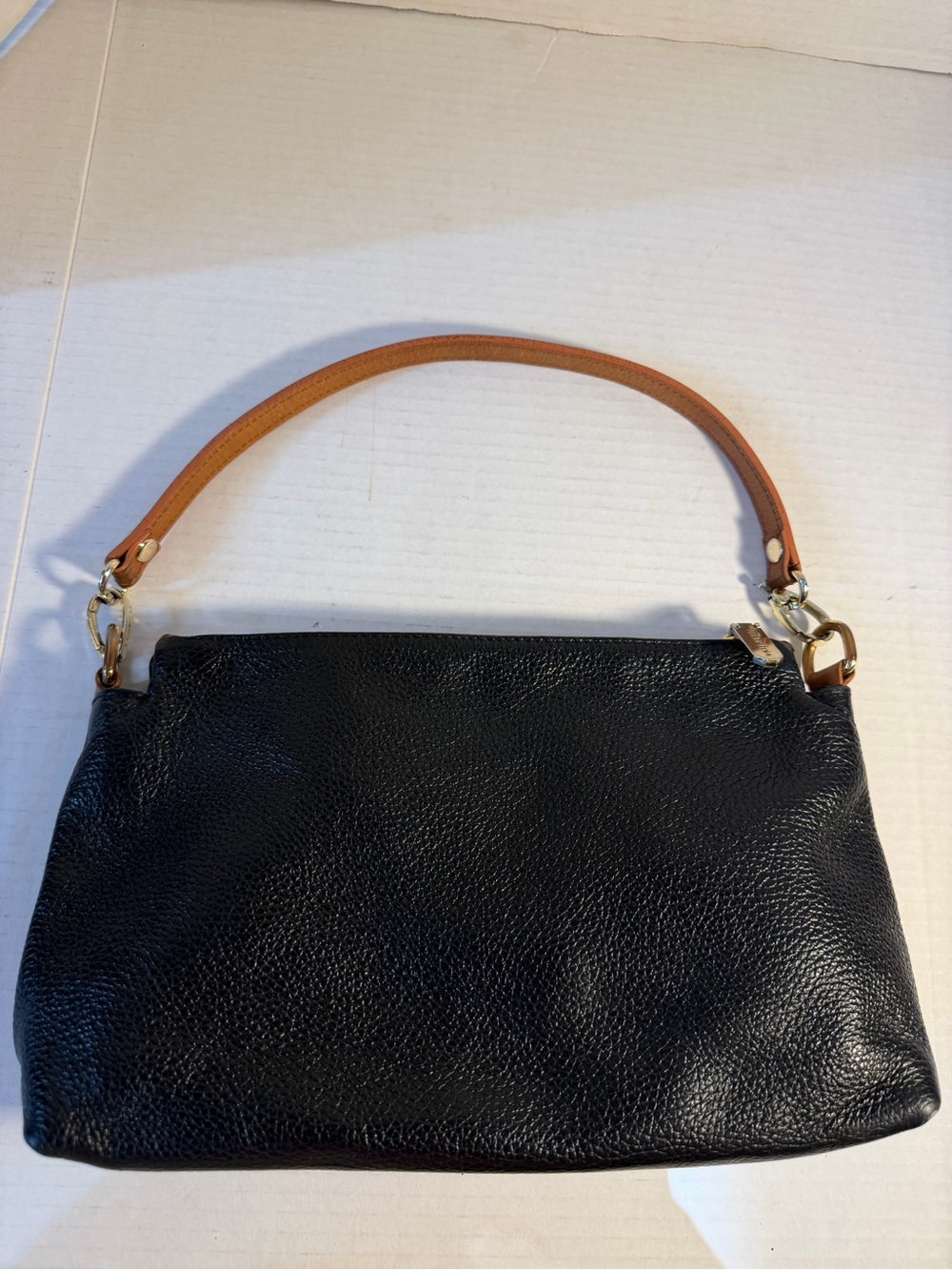Valentina Black Shoulder Bag with Tan Strap with Three Sections